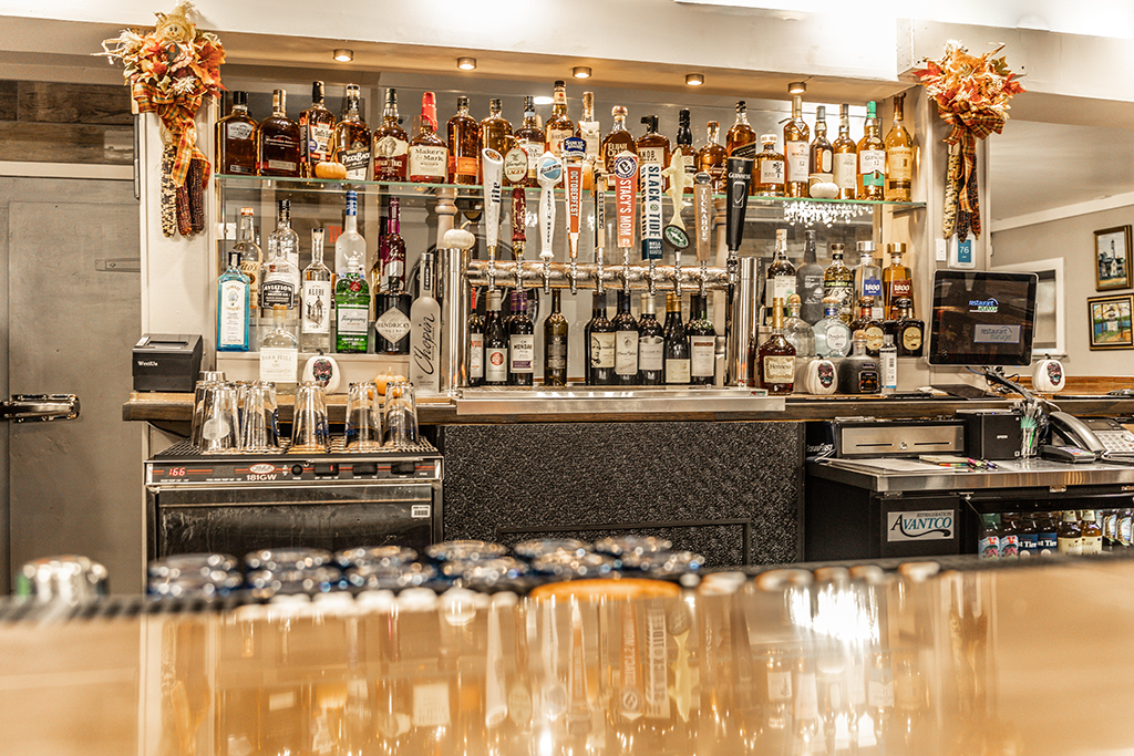 The Whiskey Wall and Beer Taps in Freddy J's Bar & Kitchen in Mays Landing, NJ