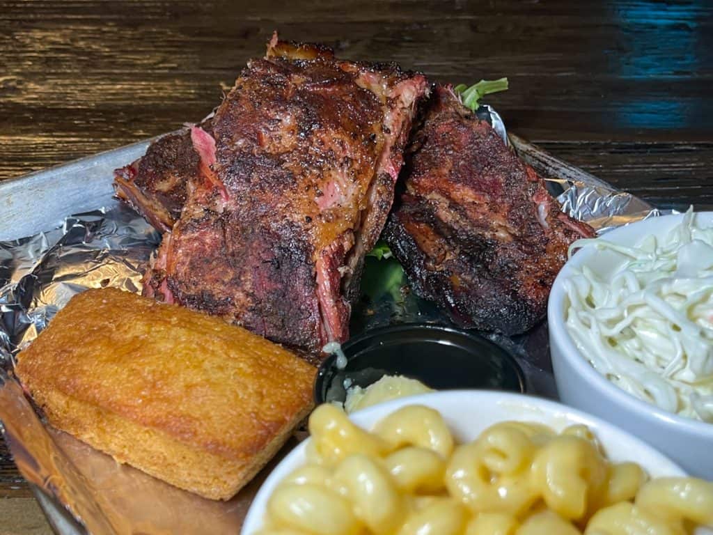 Half Rack of Ribs Combo with Cole Slaw, Mac & Cheese, and Cornbread with Honey Butter