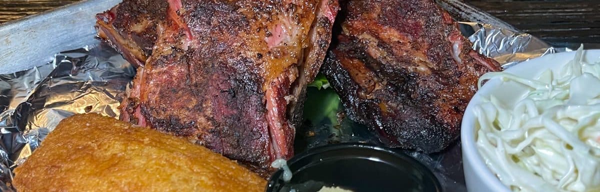 Half Rack of Ribs Combo with Cole Slaw, Mac & Cheese, and Cornbread with Honey Butter