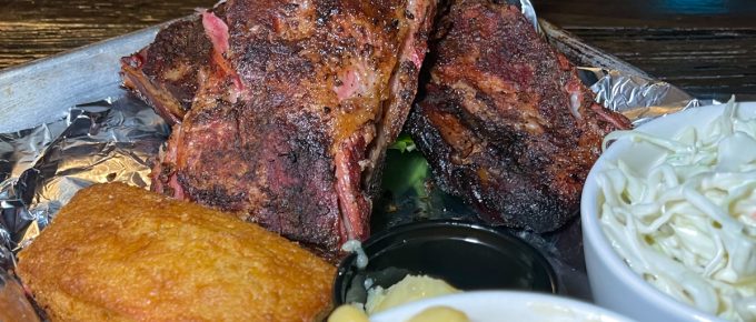 Half Rack of Ribs Combo with Cole Slaw, Mac & Cheese, and Cornbread with Honey Butter